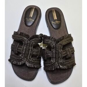 Sam Edelman Bay 20 Woven Fringed Slide Sandals Brown Espresso Womens 7M EUR 37
